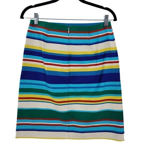 Talbots Petites Pencil Skirt 4P Multicolor Rainbow Striped Cotton Colorful Knee - Picture 6 of 9
